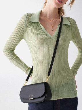 New Kate Spade Quinn Mini Crossbody Bag Refine Grain Leather Black